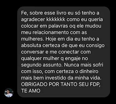 Depoimento 2 de aluno dos livros de Fê Alves, reproduzido da página original.