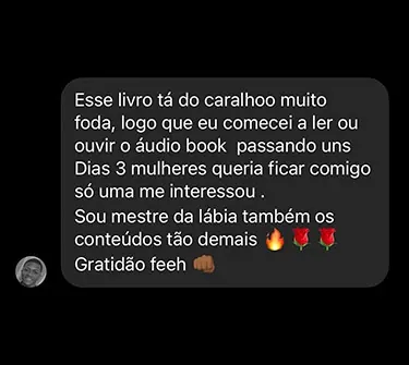 Depoimento 6 de aluno dos livros de Fê Alves, reproduzido da página original.